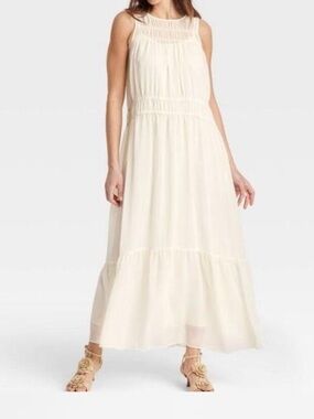 Women’s A New Day Cream Sleeveless Maxi Dress Size Small NWT